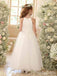 Elegant White A-line Long Flower Girl Dress,  FGD102