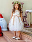 Gorgeous White Lace A-line Long Flower Girl Dress,  FGD101