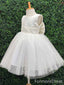 Elegant White Beadings A-line Long Flower Girl Dress,  FGD99