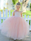 Gorgeous Light Pink One Shoullder A-line Long Flower Girl Dress,  FGD98