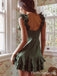 Popular Square Ruffles A-line Short Mini Homecoming Dress,  HD76