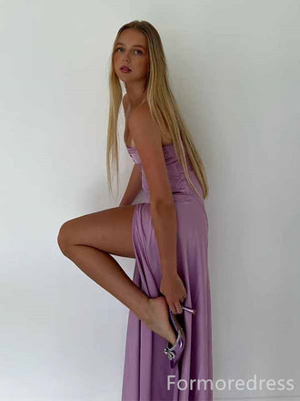 Elegant Sweetheart Strapless Side Slit Mermaid Long Prom Dress,PD410