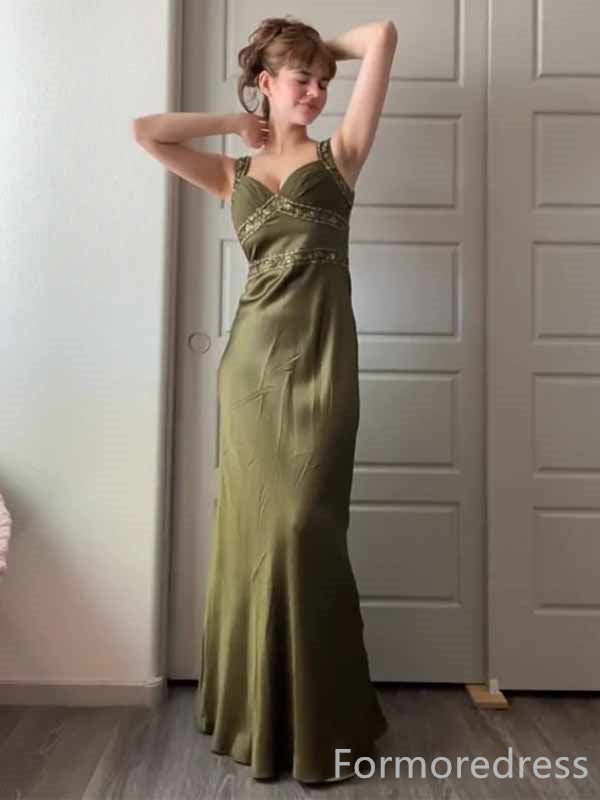 Elegant V-neck Straps Lace Mermaid Long Prom Dress,PD412