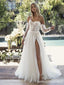 Elegant Sweatheart Off-Shoulder Split Side Long Wedding Dress, WD106