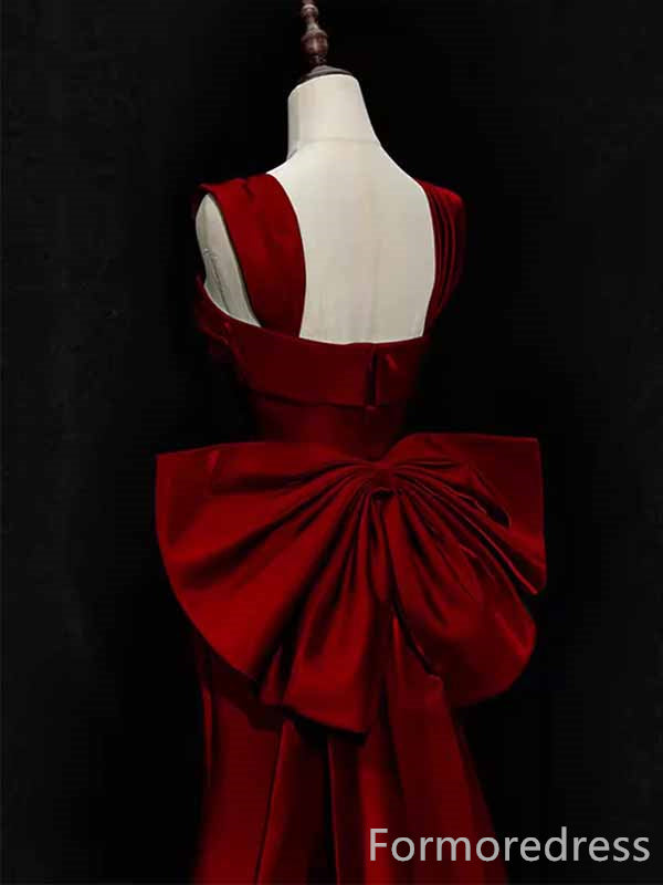 Gorgeous Square Straps Burgundy Mermaid Long Prom Dress,PD421