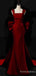 Gorgeous Square Straps Burgundy Mermaid Long Prom Dress,PD421