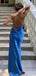 Elegant Blue One Shoulder Split Side Mermaid Long Prom Dress,PD428