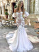 Elegant Sweatheart Off-Shoulder Appliques Mermaid Long Wedding Dress, WD107