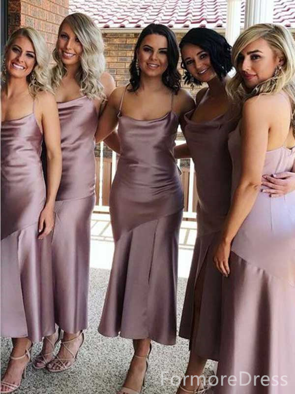 Elegant Spaghetti Strap Mermaid Long Bridesmaid Dress,  BD118