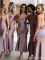 Elegant Spaghetti Strap Mermaid Long Bridesmaid Dress,  BD118