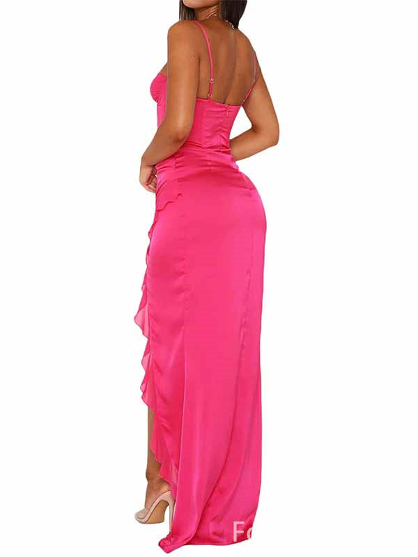 Elegant Sweetheart Spaghetti Strap Side Slit Mermaid Long Prom Dress,PD430