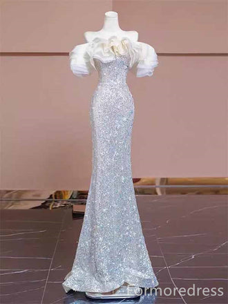 Gorgeous Off-Shoulder Strapless Sequins Mermaid Long Prom Dress,PD438