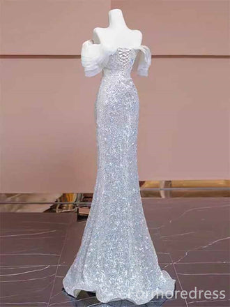 Gorgeous Off-Shoulder Strapless Sequins Mermaid Long Prom Dress,PD438
