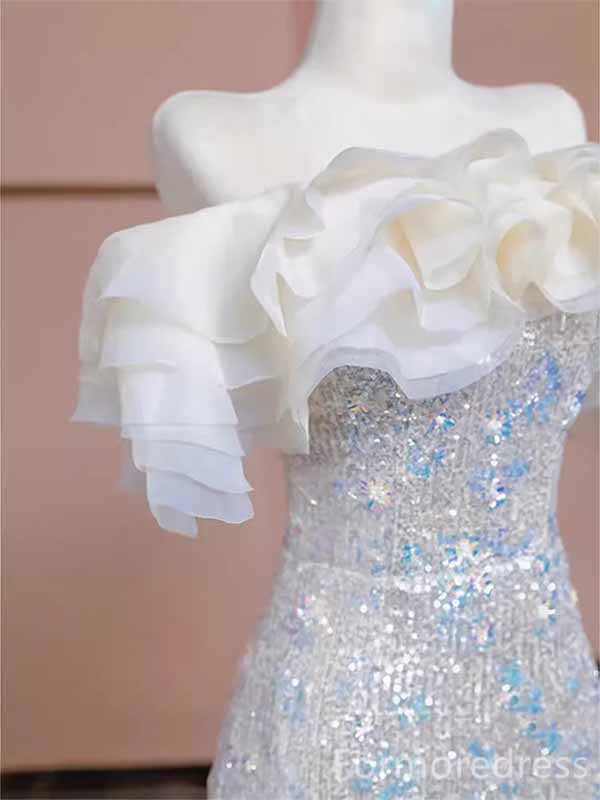 Gorgeous Off-Shoulder Strapless Sequins Mermaid Long Prom Dress,PD438