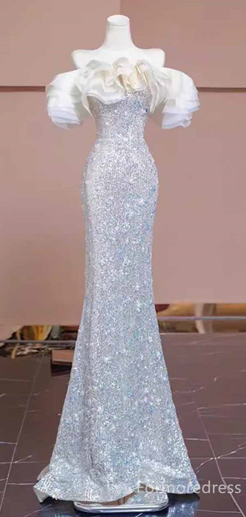 Gorgeous Off-Shoulder Strapless Sequins Mermaid Long Prom Dress,PD438
