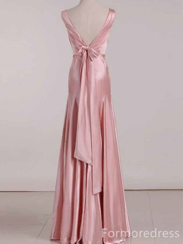 Elegant V-neck Backless Pink A-line Long Prom Dress,PD440