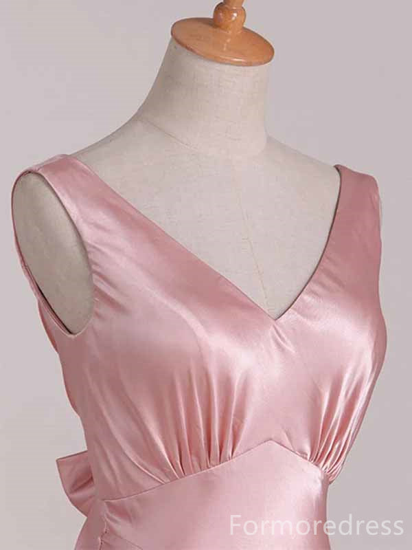 Elegant V-neck Backless Pink A-line Long Prom Dress,PD440