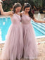 Elegant One Shoulder Sleeveless A-line Long Bridesmaid Dress,  BD119