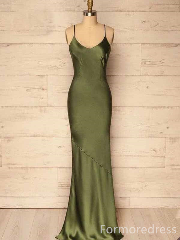 Elegant V-neck Spaghetti Strap Appliques A-line Long Prom Dress,PD443