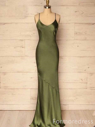 Elegant V-neck Spaghetti Strap Appliques A-line Long Prom Dress,PD443