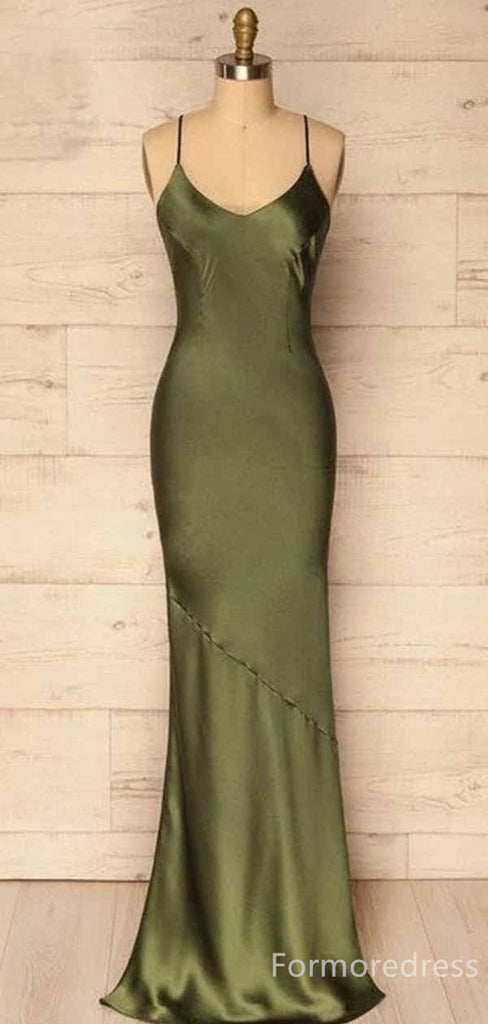 Elegant V-neck Spaghetti Strap Appliques A-line Long Prom Dress,PD443