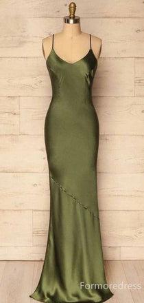 Elegant V-neck Spaghetti Strap Appliques A-line Long Prom Dress,PD443