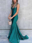 Elegant V-neck Spaghetti Strap Green Spaghetti Strap Mermaid Long Prom Dress,PD444