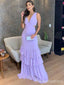 Elegant V-neck Tulle A-line Long Prom Dress,PD452
