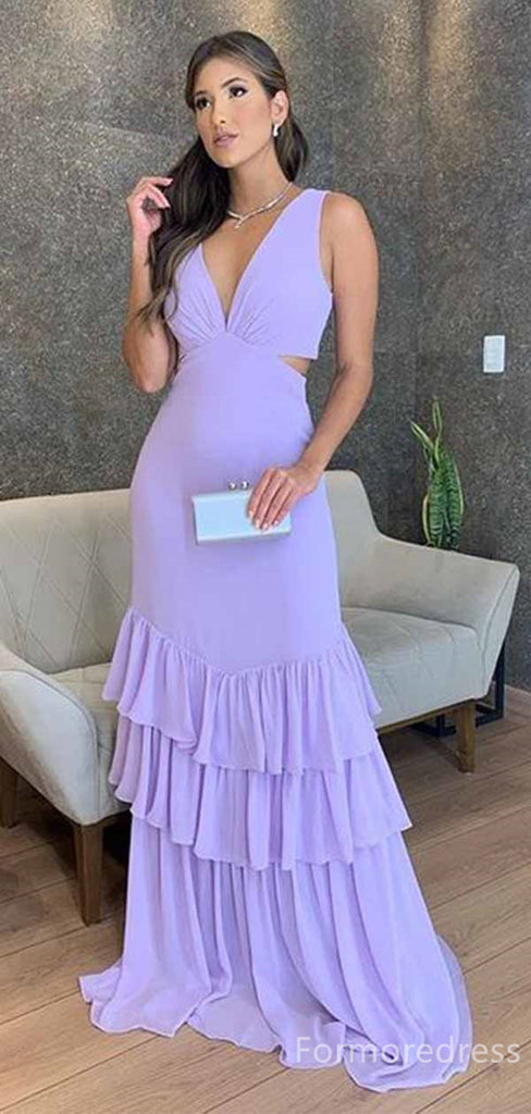 Elegant V-neck Tulle A-line Long Prom Dress,PD452