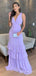 Elegant V-neck Tulle A-line Long Prom Dress,PD452