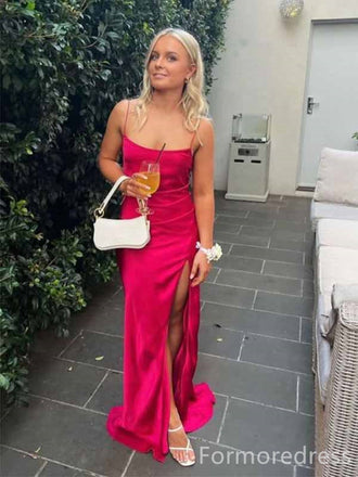 Elegant Spaghetti Strap Split Side Mermaid Long Prom Dress,PD454