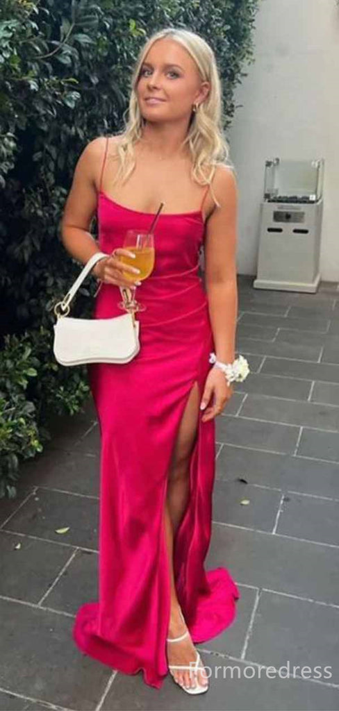 Elegant Spaghetti Strap Split Side Mermaid Long Prom Dress,PD454