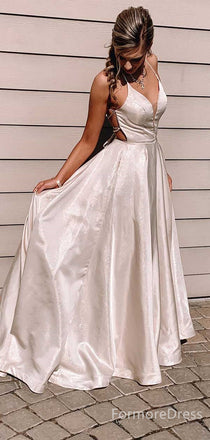Sexy V-neck Spaghetti Strap A-line Long Prom Dress,  PD68