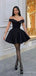 Elegant Black Off-Shoulder A-line Short Mini Homecoming Dress,  HD80