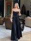 Elegant Black Spaghetti Strap A-line Long Prom Dress,PD4564