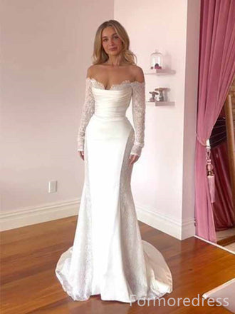 Elegant V-neck Off-Shoulder Strapless Mermaid Long Prom Dress,PD4566