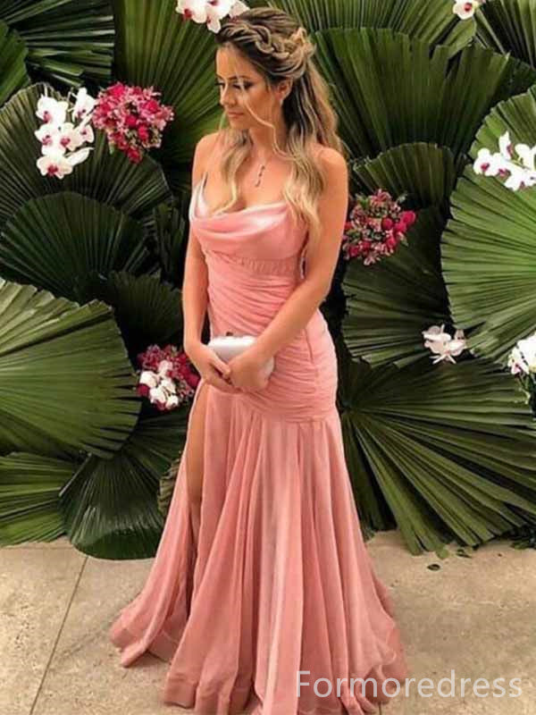 Elegant Cowl Spaghetti Strap Mermaid Long Prom Dress,PD4570