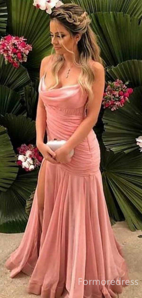 Elegant Cowl Spaghetti Strap Mermaid Long Prom Dress,PD4570