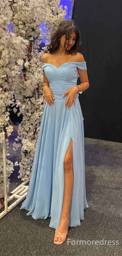 Elegant Sweetheart Off-Shoulder Split Side A-line Long Prom Dress,PD4576