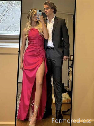 Elegant One Shoulder Split Side Mermaid Long Prom Dress,PD4578