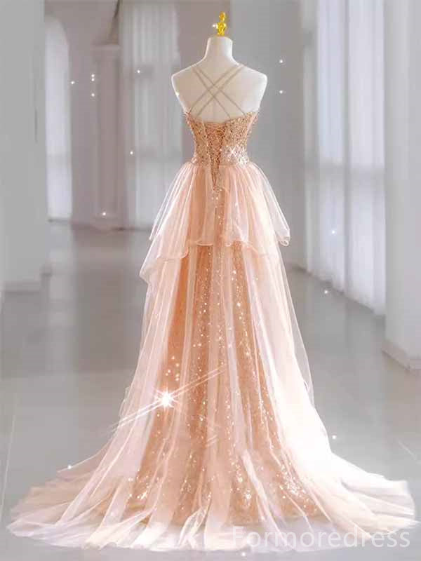 Sparkly Sweetheart Spaghetti Strap Mermaid Long Prom Dress,PD4580