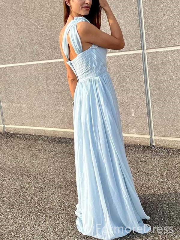 Elegant One-shoulder A-line Long Prom Dress,  PD70