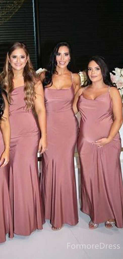 Cheap Spaghetti Strap Mermaid Long Bridesmaid Dress,  BD122