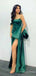 Elegant Strapless Split SIde Green Mermaid Long Prom Dress,PD4592
