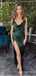 Sexy V-neck Spaghetti Strap Split Side Mermaid Long Prom Dress,PD4594