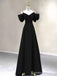Elegant V-neck Black Spaghetti Strap A-line Long Prom Dress,PD4595