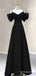 Elegant V-neck Black Spaghetti Strap A-line Long Prom Dress,PD4595