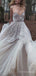 Sparkly Spaghetti Strap V-neck A-line Long Wedding Dress, WD110