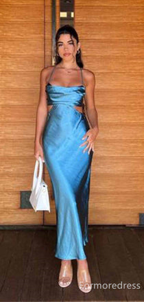 Elegant Blue Spaghetti Strap Mermaid Long Prom Dress,PD4593