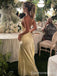 Elegant Yellow Spaghetti Strap Mermaid Long Prom Dress,PD4591